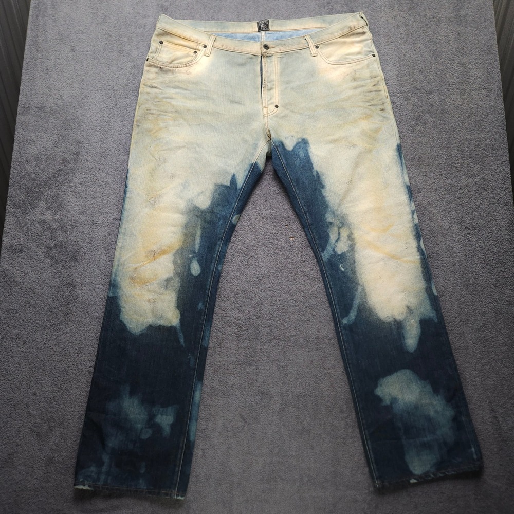 PRPS Men's Barracuda Jeans Mens 42x33 Straight Leg Dirty Bleached Wash Denim